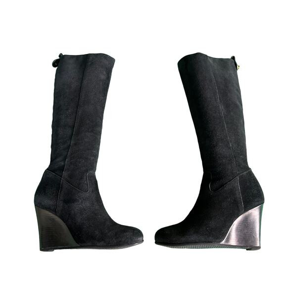 Tory Burch Black Duede Knee High Wedge Boot - Picture 7 of 10